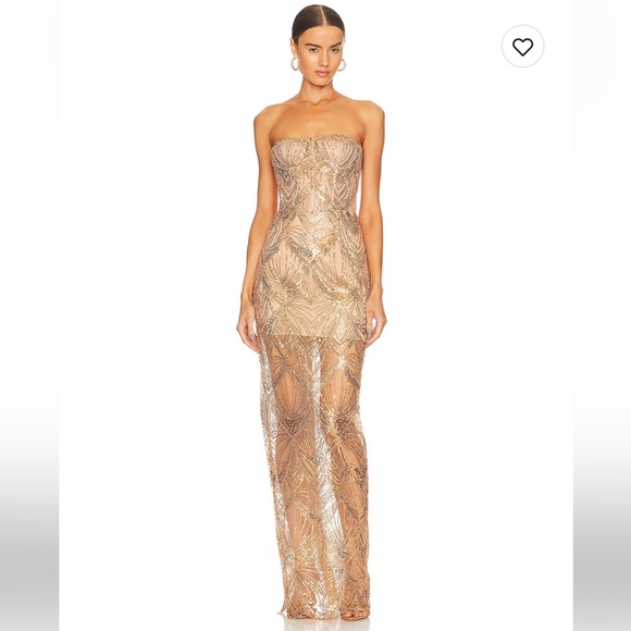Gisele Beaded Gold Maxi Dress - Picture 1 of 3